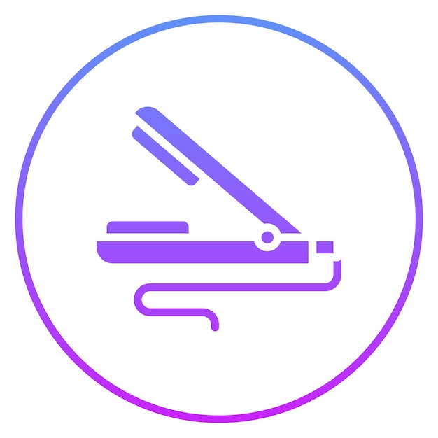 Ilustración del icono vectorial del enderezador de cabello del conjunto de iconos de cosméticos