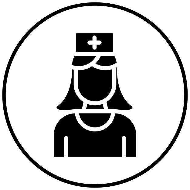 Ilustración del icono vectorial de la enfermera del conjunto de iconos de la farmacia