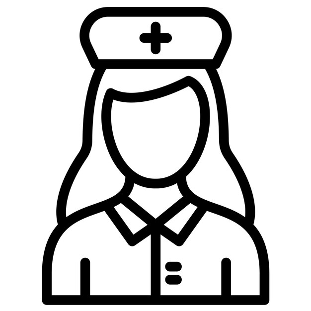 Ilustración del icono vectorial de la enfermera del conjunto de iconos de Medicina I