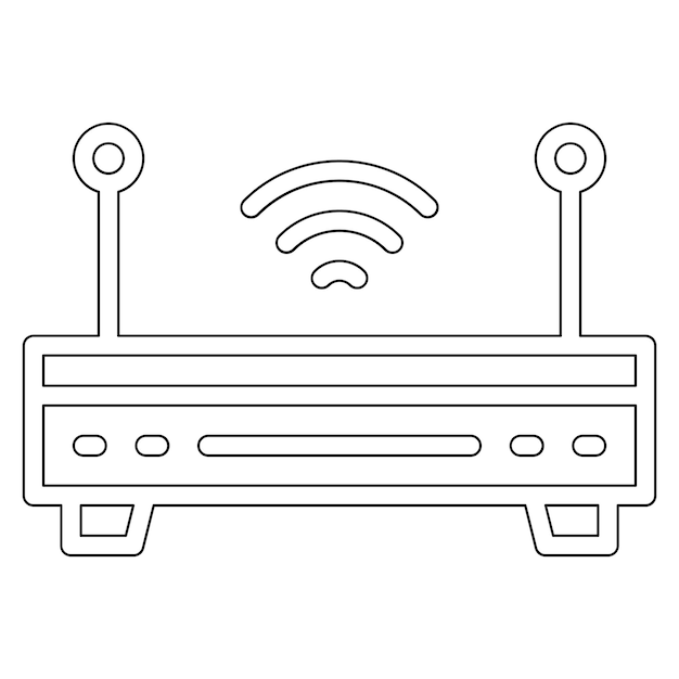 Ilustración del icono vectorial del enrutador inalámbrico del conjunto de iconos de computadora y hardware