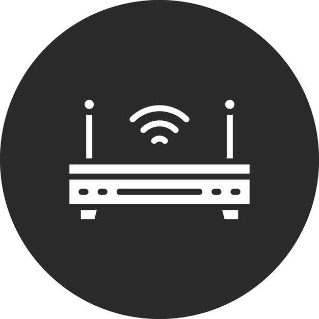 Ilustración del icono vectorial del enrutador inalámbrico del conjunto de iconos de computadora y hardware