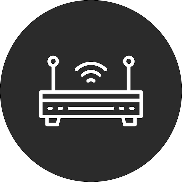 Ilustración del icono vectorial del enrutador inalámbrico del conjunto de iconos de computadora y hardware