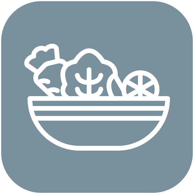 Ilustración del icono vectorial de ensalada del conjunto de iconos de catering