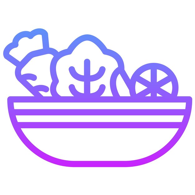 Ilustración del icono vectorial de ensalada del conjunto de iconos de catering