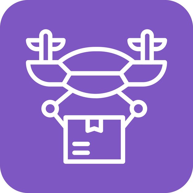 Ilustración del icono vectorial de entrega de drones del conjunto de iconos de entrega de alimentos