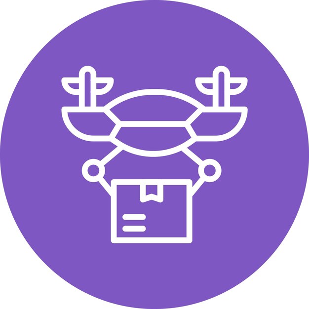 Ilustración del icono vectorial de entrega de drones del conjunto de iconos de entrega de alimentos