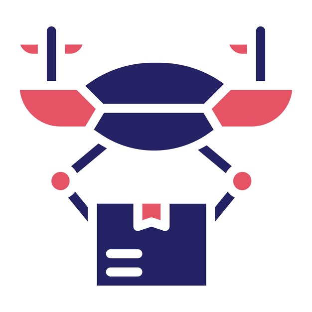 Ilustración del icono vectorial de entrega de drones del conjunto de iconos de entrega de alimentos