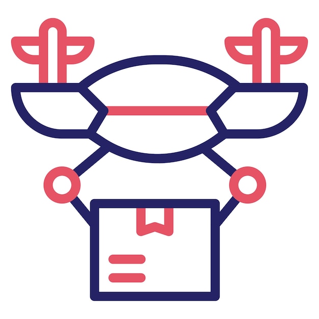 Ilustración del icono vectorial de entrega de drones del conjunto de iconos de entrega de alimentos