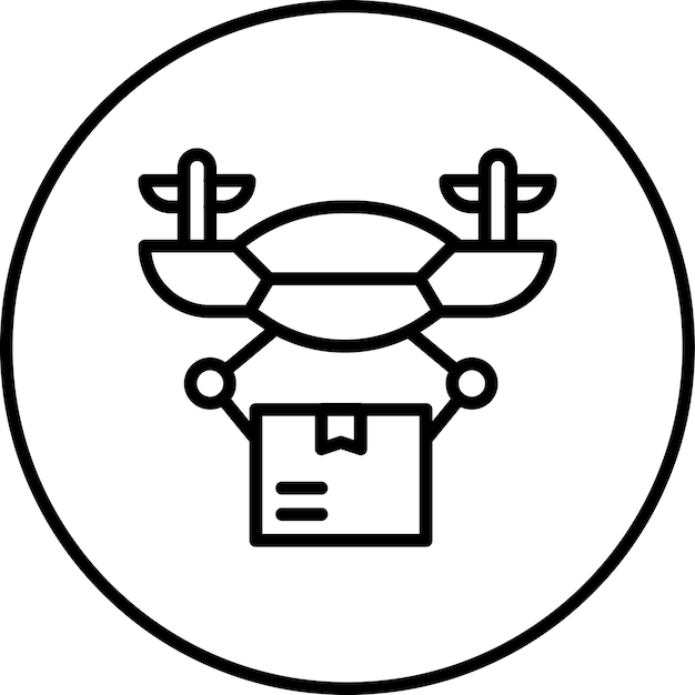 Ilustración del icono vectorial de entrega de drones del conjunto de iconos de entrega de alimentos