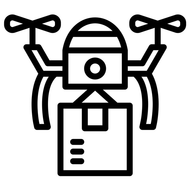 Ilustración del icono vectorial de entrega de drones del conjunto de iconos de entrega y logística