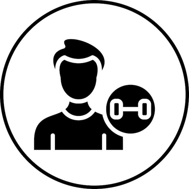 Ilustración del icono vectorial del entrenador de gimnasio del conjunto de iconos del gimnasio