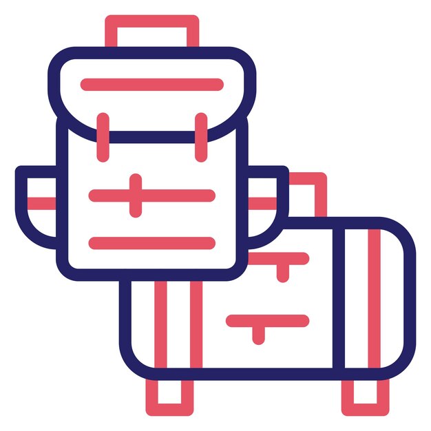 Ilustración del icono vectorial de equipaje de viaje del conjunto de iconos de gestión de hoteles