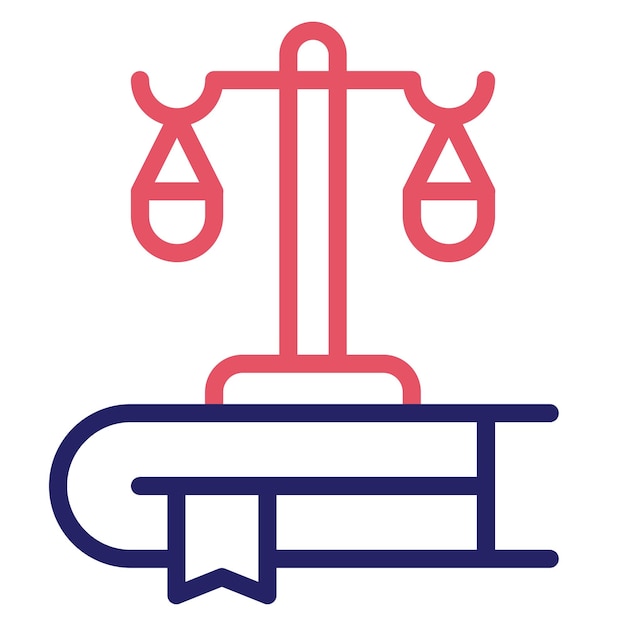 Ilustración del icono vectorial de la escala de la ley del conjunto de iconos de Crimen y Ley