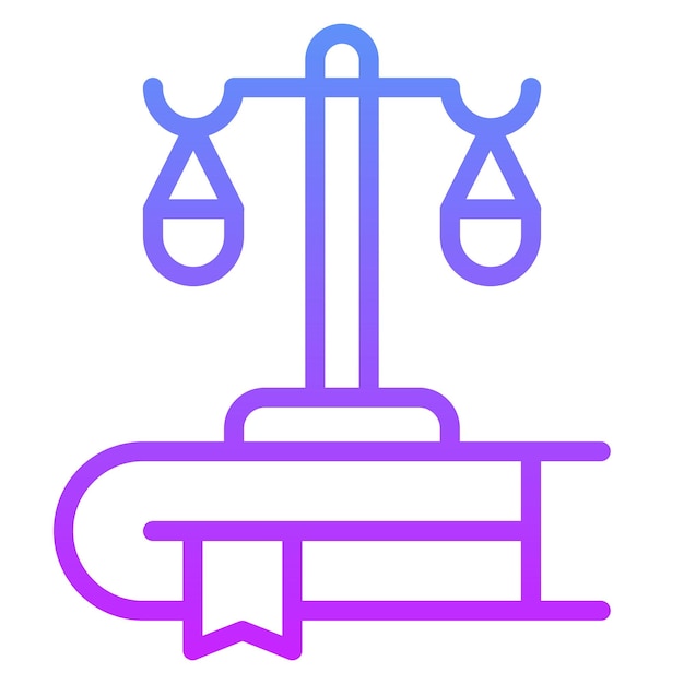 Ilustración del icono vectorial de la escala de la ley del conjunto de iconos de Crimen y Ley