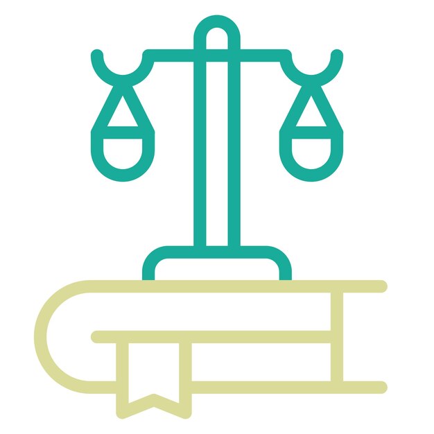 Ilustración del icono vectorial de la escala de la ley del conjunto de iconos de Crimen y Ley