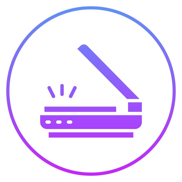 Ilustración del icono vectorial del escáner del conjunto de iconos de computadora y hardware