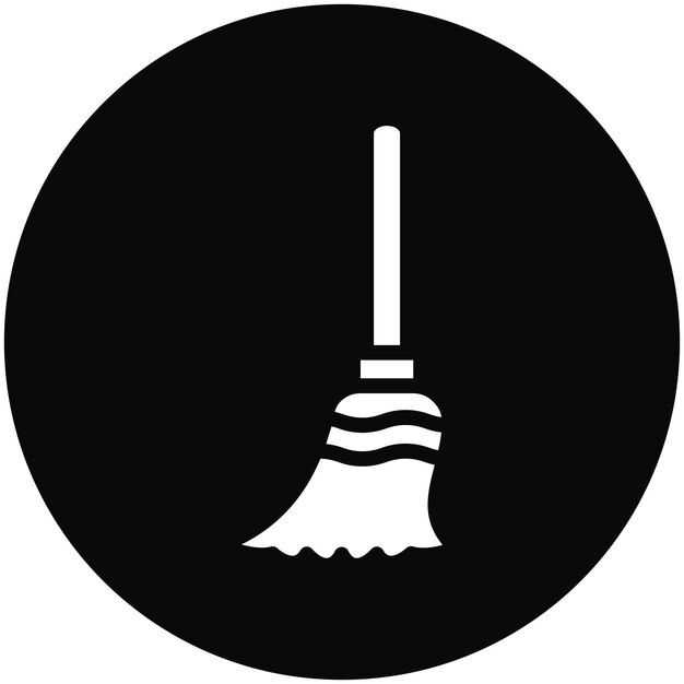 Ilustración del icono vectorial de la escoba del conjunto de iconos de mejoras para el hogar