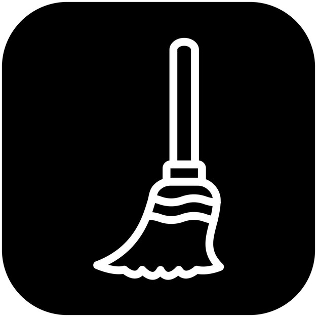 Ilustración del icono vectorial de la escoba del conjunto de iconos de mejoras para el hogar