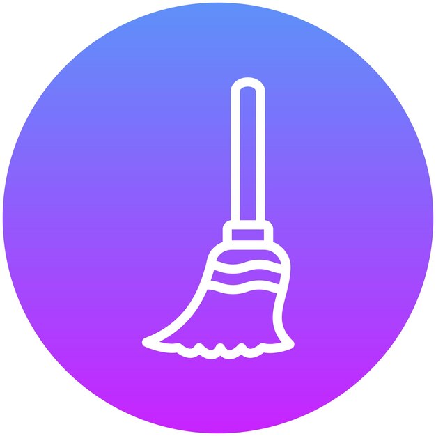 Ilustración del icono vectorial de la escoba del conjunto de iconos de mejoras para el hogar