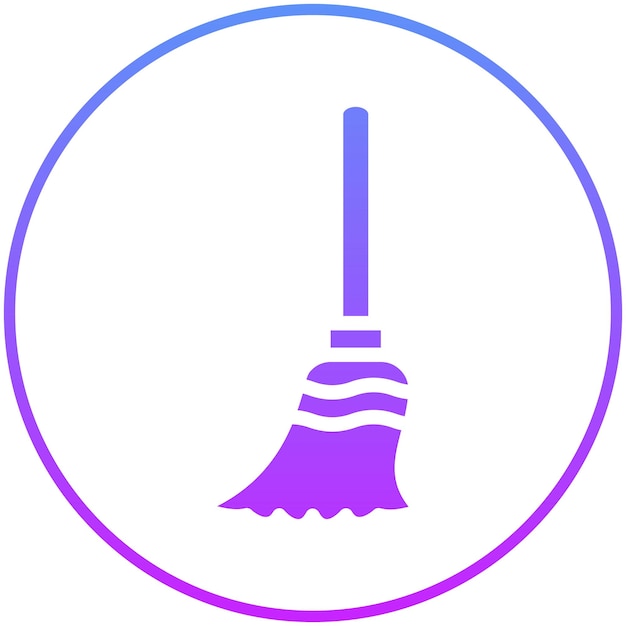 Ilustración del icono vectorial de la escoba del conjunto de iconos de mejoras para el hogar