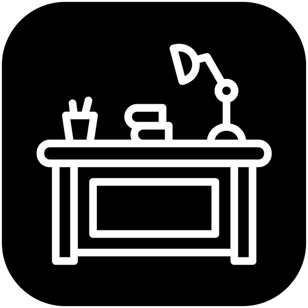 Ilustración del icono vectorial del escritorio de estudio del conjunto de iconos de la escuela
