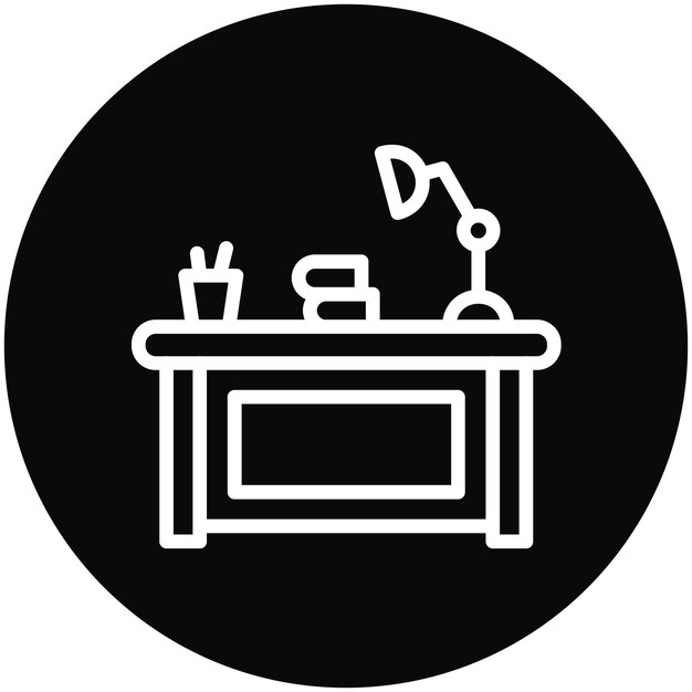 Ilustración del icono vectorial del escritorio de estudio del conjunto de iconos de la escuela