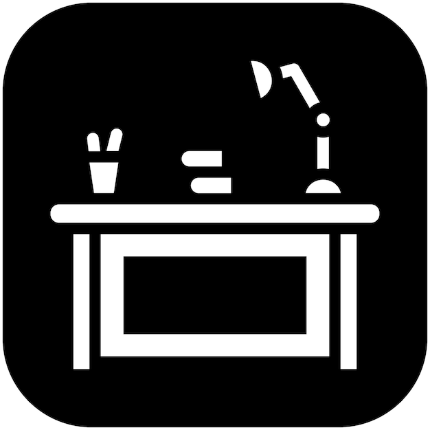 Ilustración del icono vectorial del escritorio de estudio del conjunto de iconos de la escuela