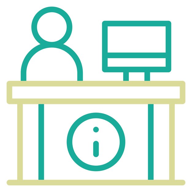 Ilustración del icono vectorial del escritorio de información del conjunto de iconos del centro comercial