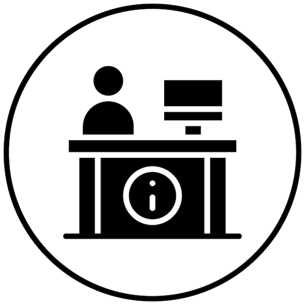Ilustración del icono vectorial del escritorio de información del conjunto de iconos del centro comercial
