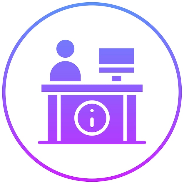 Ilustración del icono vectorial del escritorio de información del conjunto de iconos del centro comercial
