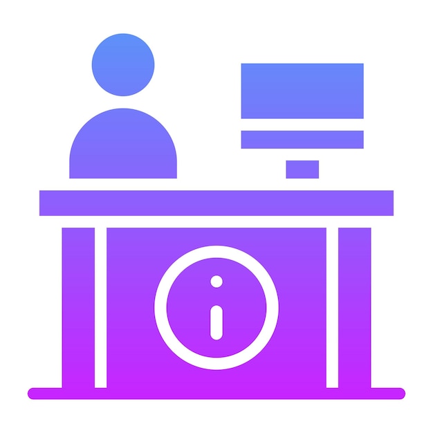 Ilustración del icono vectorial del escritorio de información del conjunto de iconos del centro comercial
