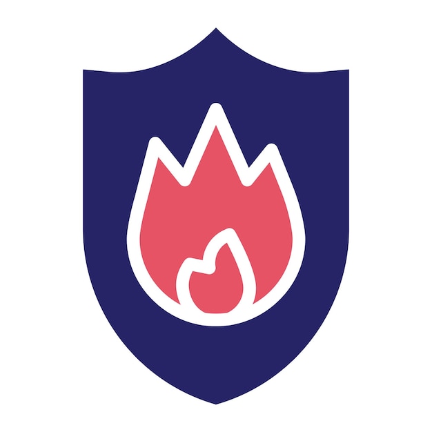 Vector ilustración del icono vectorial del escudo de fuego del conjunto de iconos de bomberos