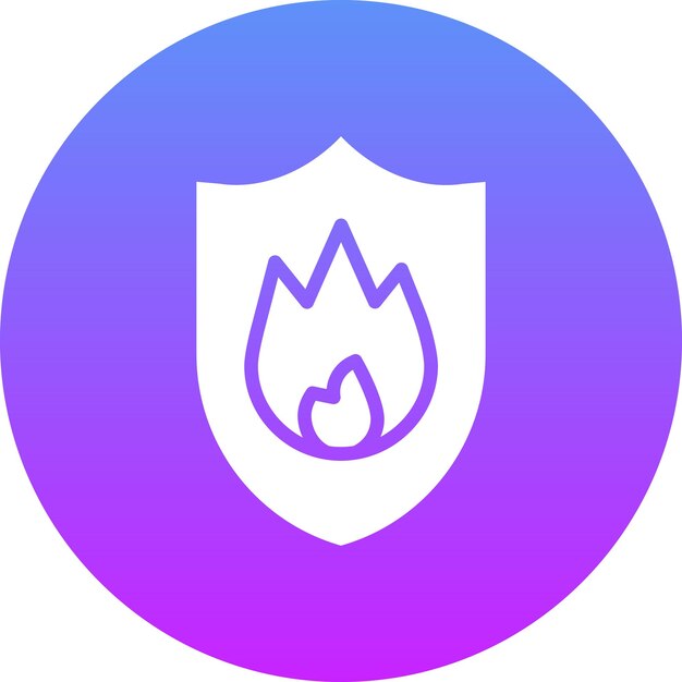 Ilustración del icono vectorial del escudo de fuego del conjunto de iconos de bomberos