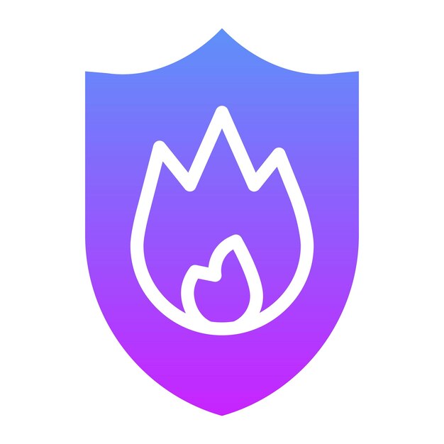 Ilustración del icono vectorial del escudo de fuego del conjunto de iconos de bomberos