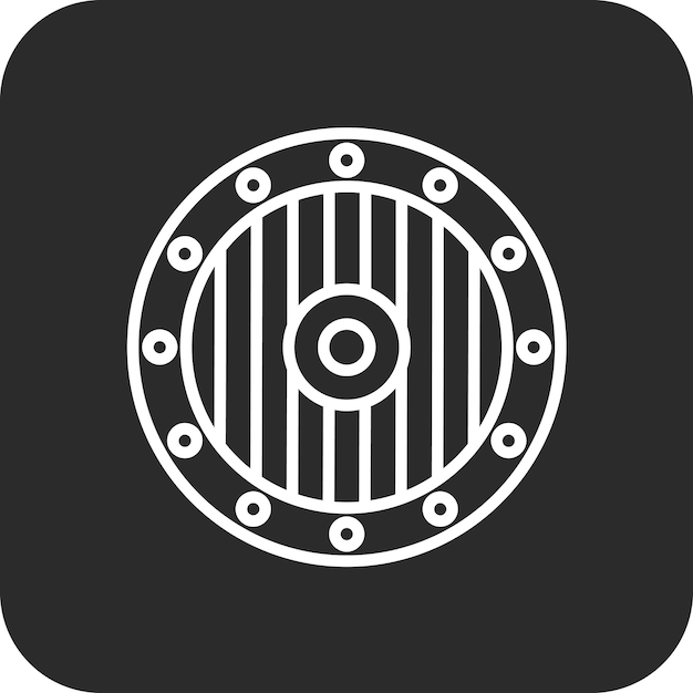 Ilustración de icono vectorial de escudo de madera de un conjunto de iconos medievales