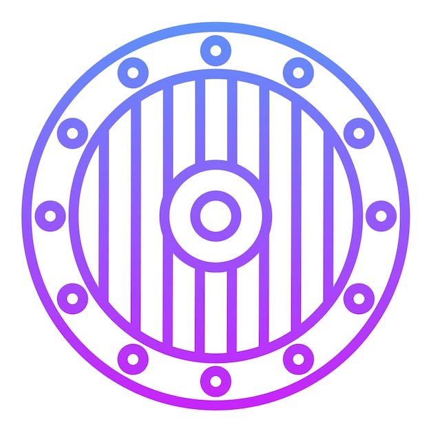 Ilustración de icono vectorial de escudo de madera de un conjunto de iconos medievales