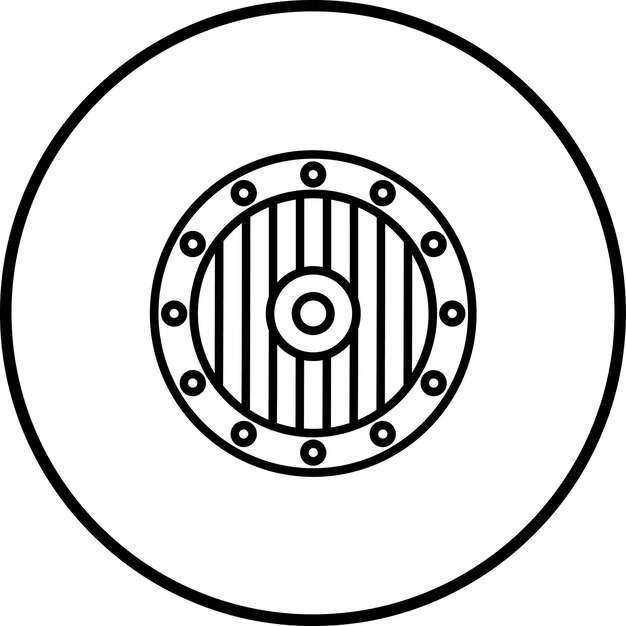 Ilustración de icono vectorial de escudo de madera de un conjunto de iconos medievales