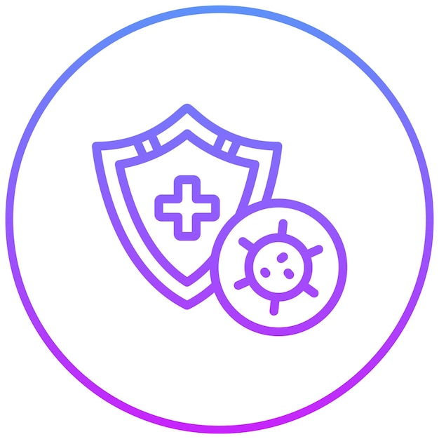 Ilustración del icono vectorial del escudo del sistema inmunológico del conjunto de iconos de enfermedades infecciosas