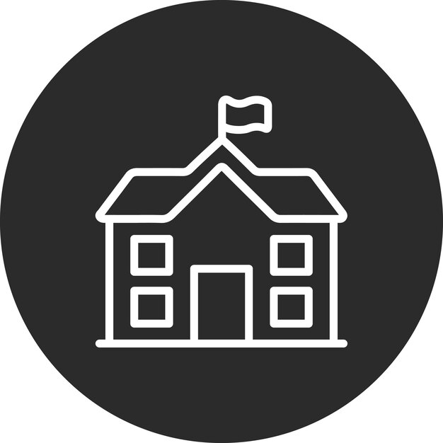 Ilustración del icono vectorial de la escuela del conjunto de iconos de City Elements