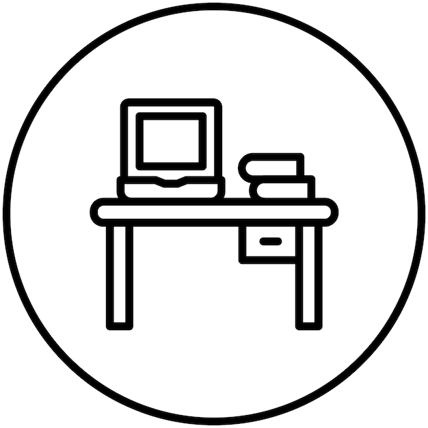 Ilustración del icono vectorial del espacio de trabajo del conjunto de iconos de Trabajo desde el hogar