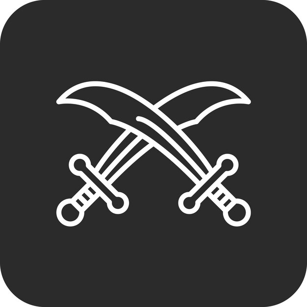 Ilustración del icono vectorial de espadas de un conjunto de iconos medievales