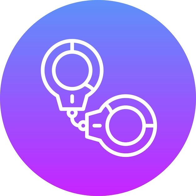 Ilustración del icono vectorial de las esposas del icono de Crimen y Ley