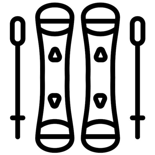 Ilustración del icono vectorial de esquís del conjunto de iconos estacionales
