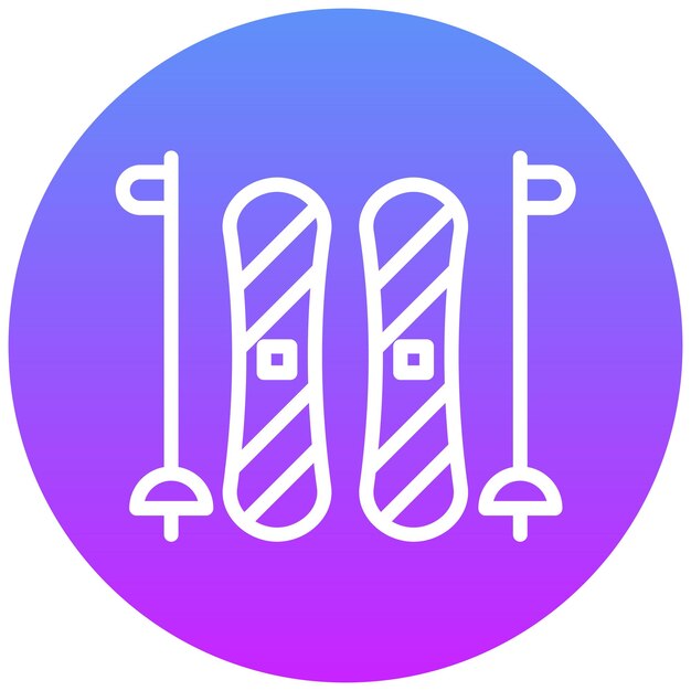 Ilustración del icono vectorial de esquís del conjunto de iconos de Outdoor Fun