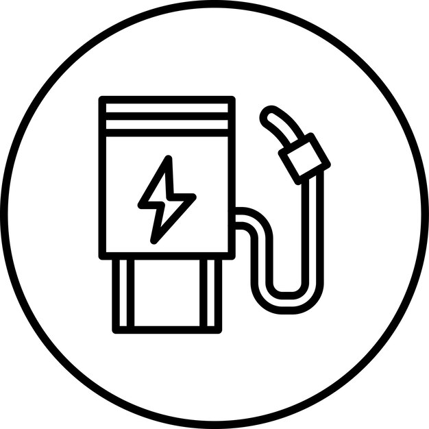 Ilustración del icono vectorial de la estación de automóviles eléctricos del conjunto de iconos de energía sostenible