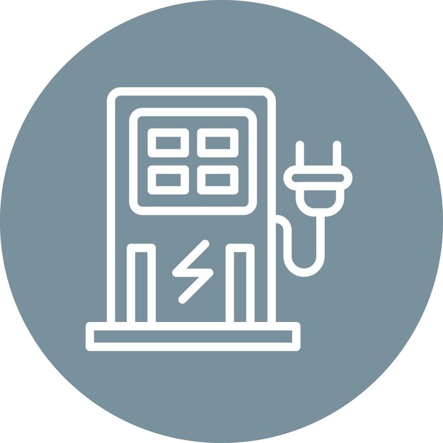Ilustración del icono vectorial de la estación de carga del conjunto de iconos de energía renovable
