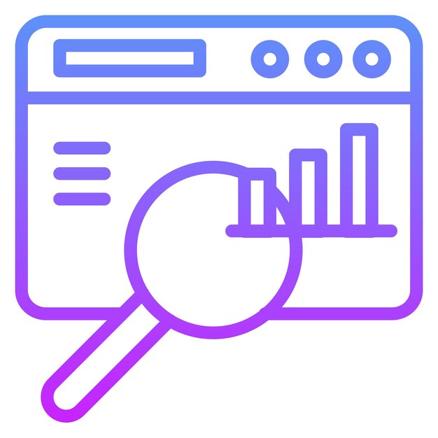 Ilustración del icono vectorial de estadísticas de búsqueda del conjunto de iconos SEO y SEM
