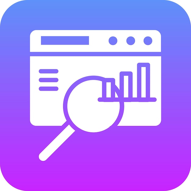 Ilustración del icono vectorial de estadísticas de búsqueda del conjunto de iconos SEO y SEM