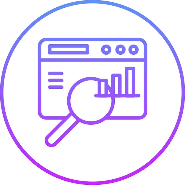 Ilustración del icono vectorial de estadísticas de búsqueda del conjunto de iconos SEO y SEM