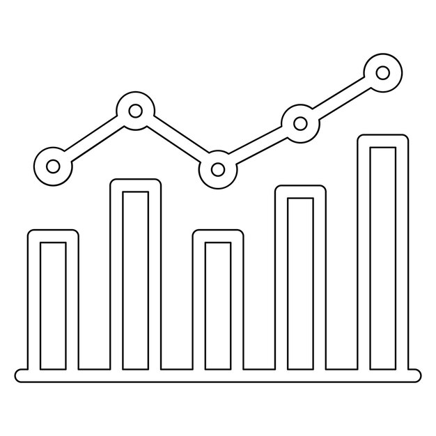 Ilustración del icono vectorial de estadísticas de mercado del conjunto de iconos de inicio de negocios